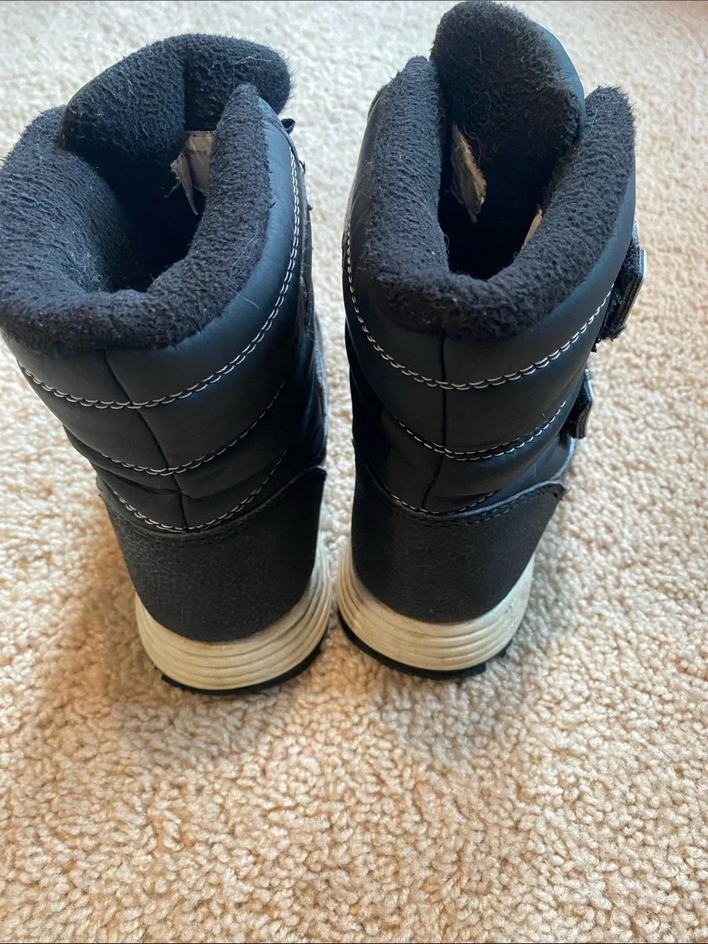 wonder nation Black Kids Winter Snow Boots with Velcro Straps